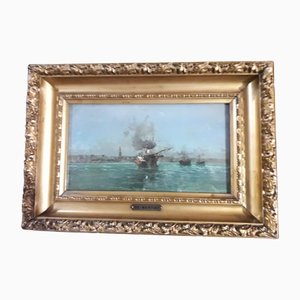 Eduardo de Martino, Seascape, 1800s, Oil on Board, Framed-AKA-1408666