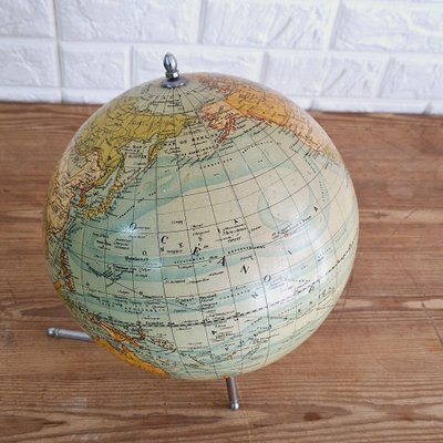 Educational Tabletop World Globe in Glass and Paper, 1950s-FRB-1732959