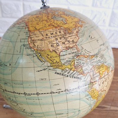 Educational Tabletop World Globe in Glass and Paper, 1950s-FRB-1732959