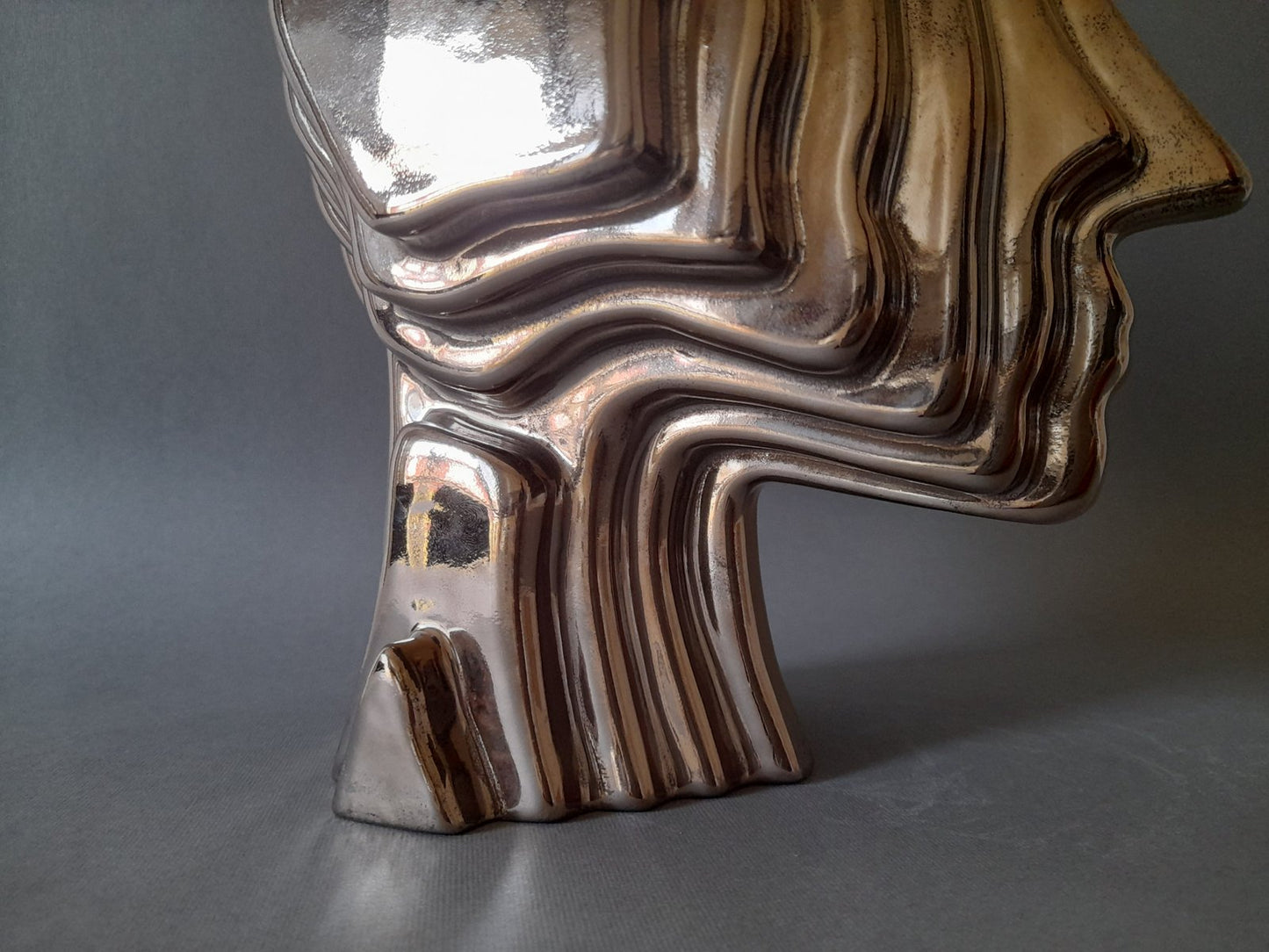 Edward Ceramic Sculpture with Platinum Finish by Francesco Bellazecca