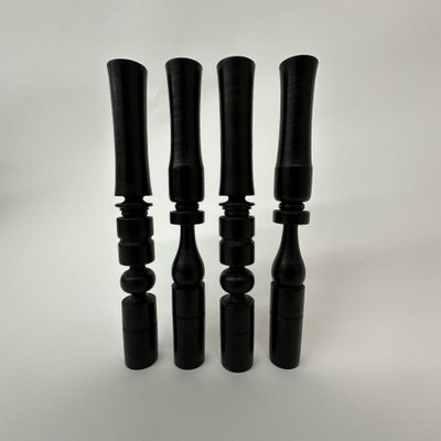 Edwardian Candleholders in Ebony and Hand Turned Wood, 1900s, Set of 4-BGP-1798444