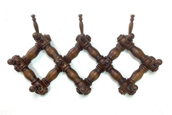 Edwardian Style Foldable Wall Coat or Hat Rack, France, 1930s-WZZ-1410709