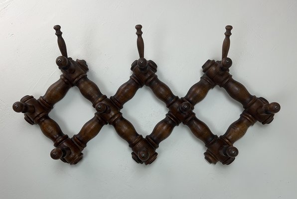 Edwardian Style Foldable Wall Coat or Hat Rack, France, 1930s-WZZ-1410709