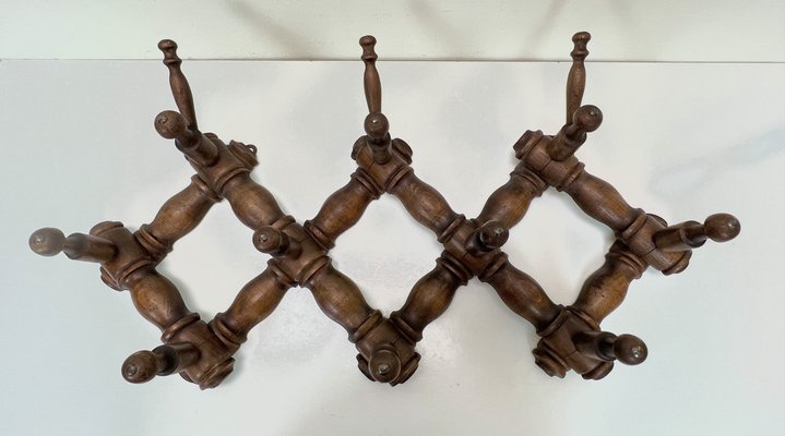 Edwardian Style Foldable Wall Coat or Hat Rack, France, 1930s-WZZ-1410709