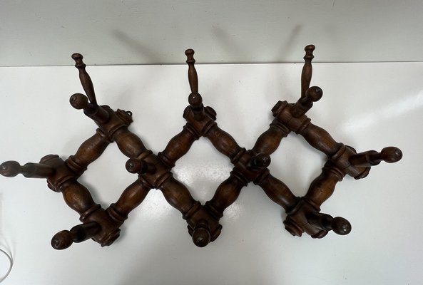 Edwardian Style Foldable Wall Coat or Hat Rack, France, 1930s-WZZ-1410709