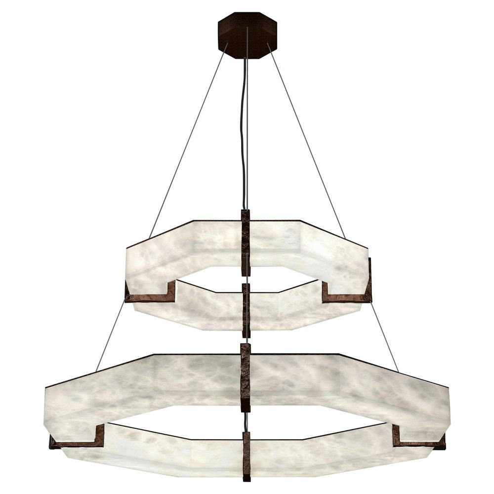 Efesto Ruggine of Florence Metal Double Pendant Lamp by Alabastro Italiano