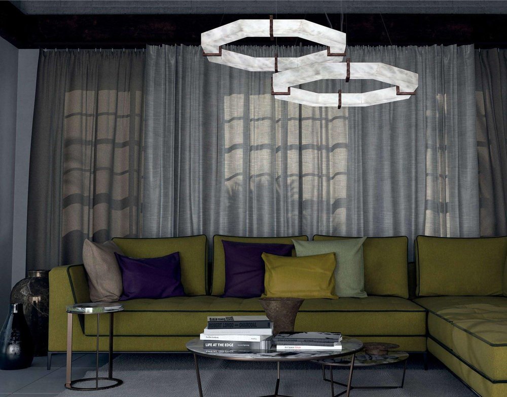 Efesto Ruggine of Florence Metal Double Pendant Lamp by Alabastro Italiano