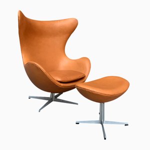 Egg Chair and Ottoman by Arne Jacobsen for Fritz Hansen, 1960s, Set of 2-ZM-1560004