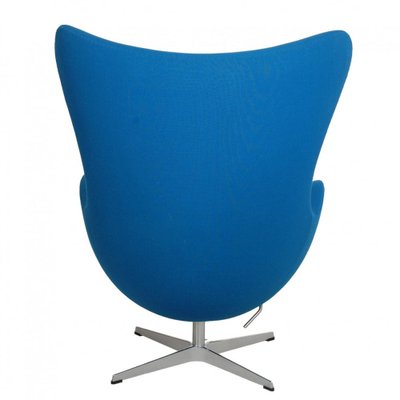 Egg Chair with Ottoman in Blue Fabric by Arne Jacobsen, Set of 2-MTD-1805031