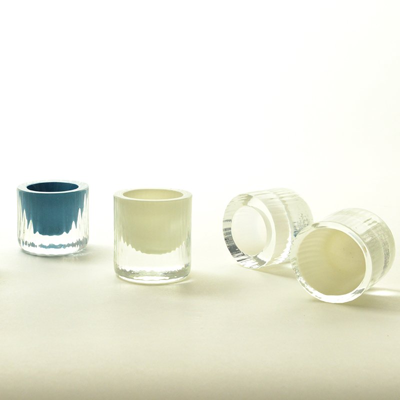 Egg-Cup with Ivory Center, Moire Collection, Hand-Blown Glass by Atelier George