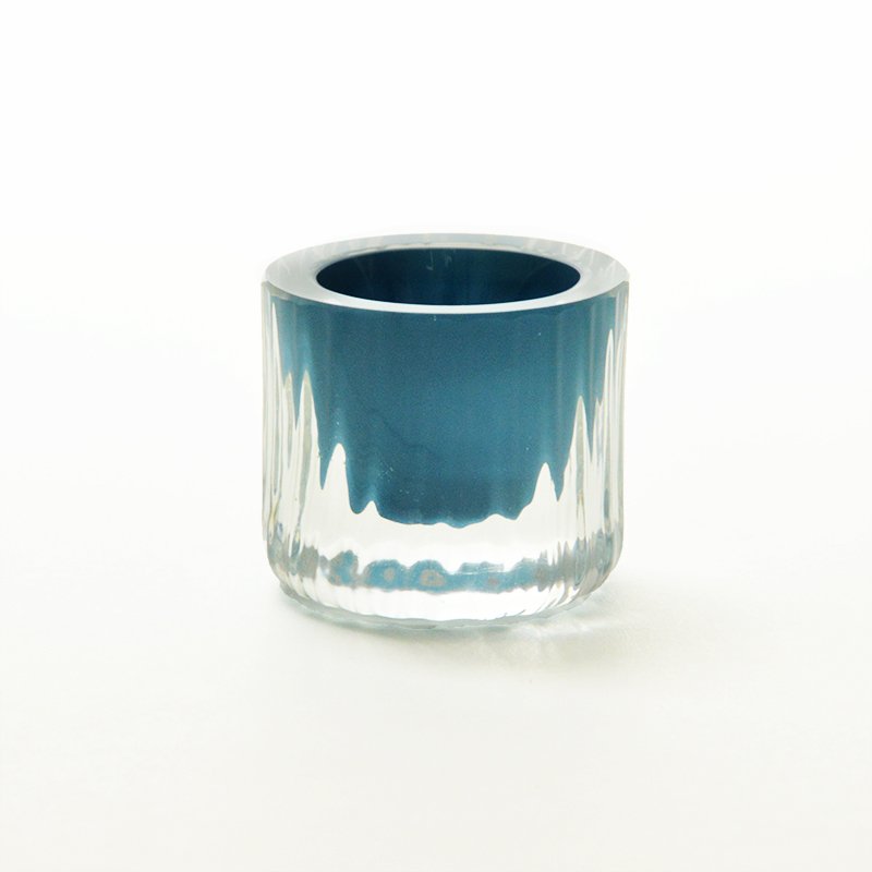 Egg-Cup with Turquoise Center, Moire Collection, Hand-Blown Glass by Atelier George