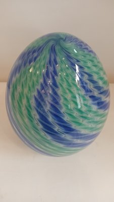 Egg-Shaped Sculpture in Blue-Green Banded Glass by Archimede Seguso, Murano, Italy, 1970s-TKR-1819923