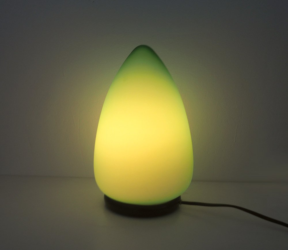 Egg-Shaped Table Lamp in Green Murano Glass