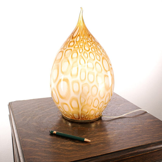 Egg-Shaped Table Lamp in Murano Glass, Amber with Texture, Italy