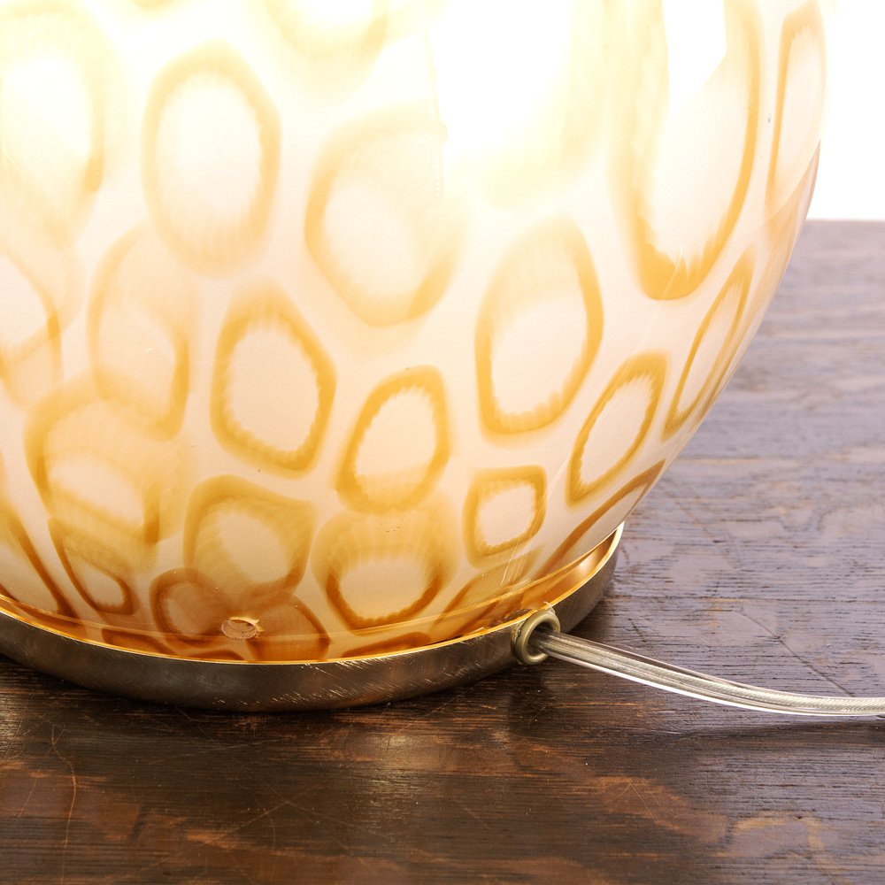 Egg-Shaped Table Lamp in Murano Glass, Amber with Texture, Italy