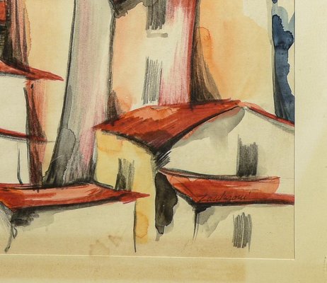 Egidio Zaccheroni, Italy, 1980s, Watercolor on Paper, Framed-RAQ-1115447