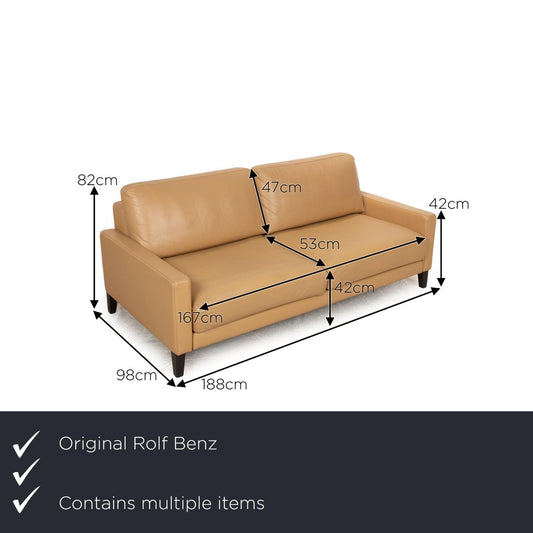 Ego Leather Sofa Set in Cream, Set of 6