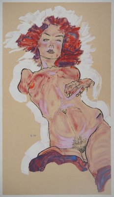 Egon Schiele, Reclining Nude, Lithograph-KHH-1201087