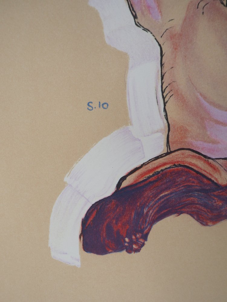 Egon Schiele, Reclining Nude, Lithograph