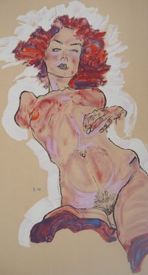 Egon Schiele, Reclining Nude, Lithograph-KHH-1201087