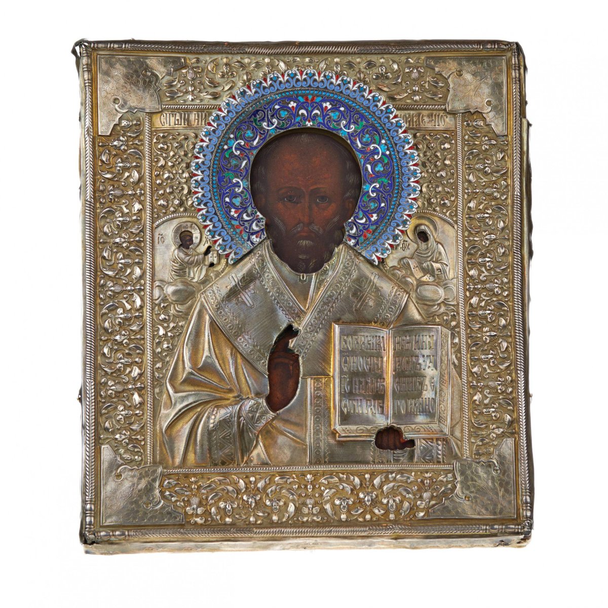 Egornov Semyon Matveevich, St. Nicholas the Wonderworker, 19th-Century, Enamel & Silver