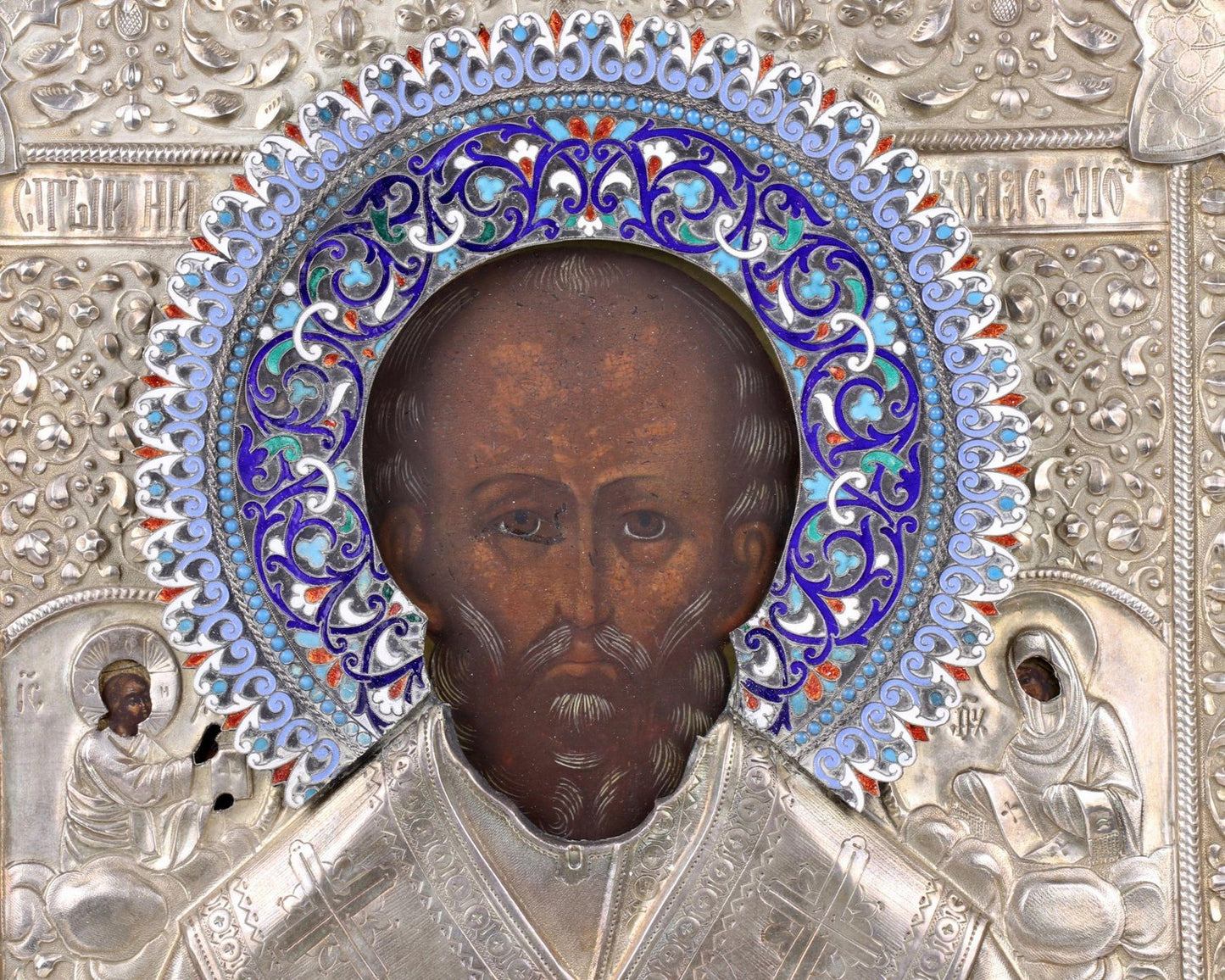 Egornov Semyon Matveevich, St. Nicholas the Wonderworker, 19th-Century, Enamel & Silver