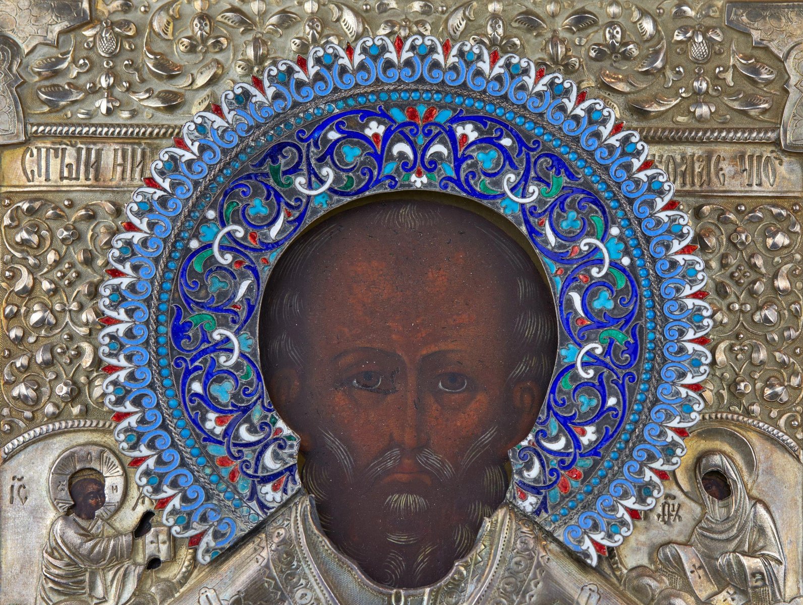 Egornov Semyon Matveevich, St. Nicholas the Wonderworker, 19th-Century, Enamel & Silver