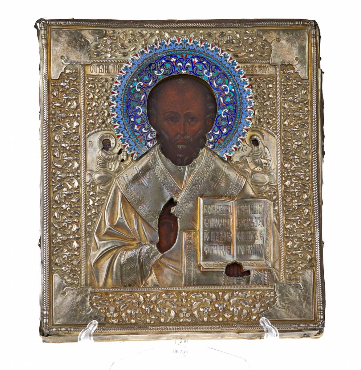 Egornov Semyon Matveevich, St. Nicholas the Wonderworker, 19th-Century, Enamel & Silver