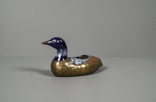 Egyptian Duck With Ceramic, Brass and Enamel Bowl, 1970s-VLO-1259417