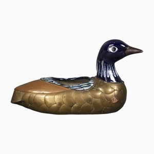 Egyptian Duck With Ceramic, Brass and Enamel Bowl, 1970s-VLO-1259417