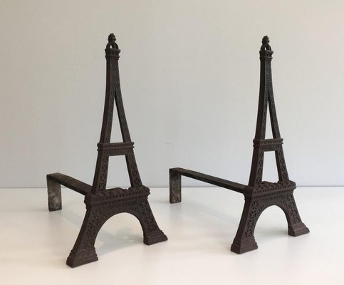 Eiffel Tower Cast Iron Andirons, France, 1900s, Set of 2-BA-658335