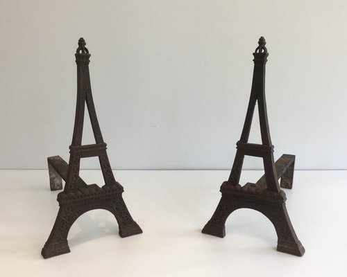 Eiffel Tower Cast Iron Andirons, France, 1900s, Set of 2-BA-658335