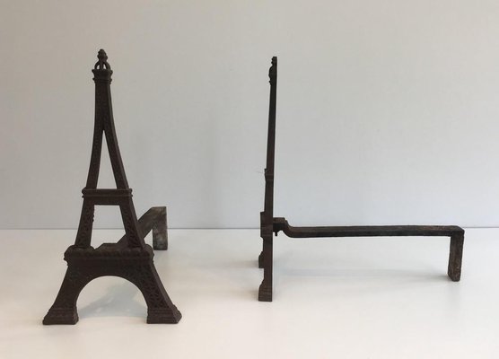 Eiffel Tower Cast Iron Andirons, France, 1900s, Set of 2-BA-658335