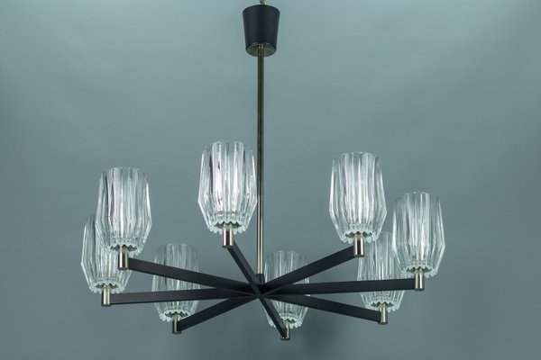 Eight-Light Chandelier in Metal, Chrome and Glass-KEG-1072574