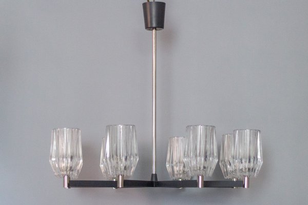 Eight-Light Chandelier in Metal, Chrome and Glass-KEG-1072574