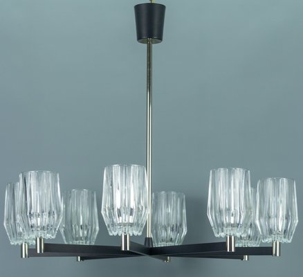 Eight-Light Chandelier in Metal, Chrome and Glass-KEG-1072574