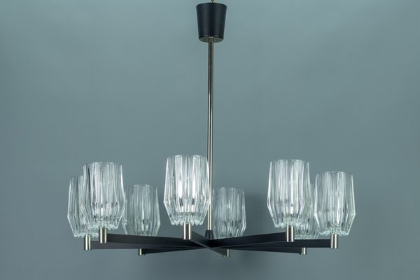 Eight-Light Chandelier in Metal, Chrome and Glass-KEG-1072574