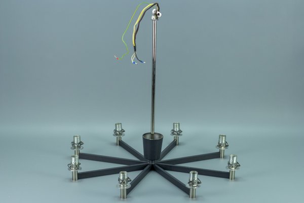 Eight-Light Chandelier in Metal, Chrome and Glass-KEG-1072574