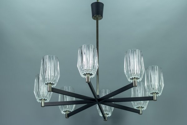 Eight-Light Chandelier in Metal, Chrome and Glass-KEG-1072574