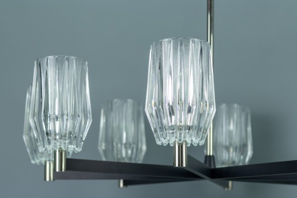 Eight-Light Chandelier in Metal, Chrome and Glass-KEG-1072574