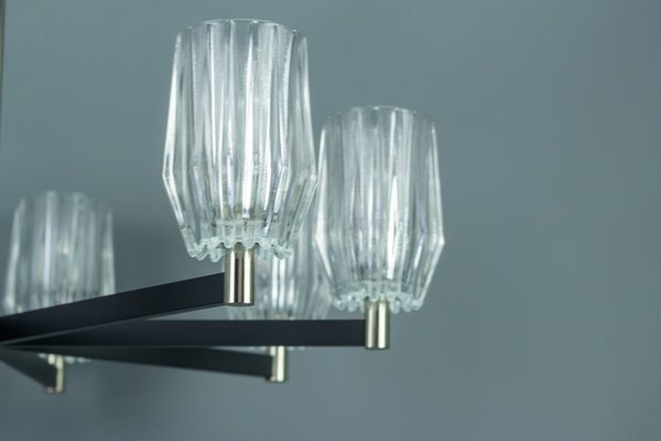 Eight-Light Chandelier in Metal, Chrome and Glass-KEG-1072574