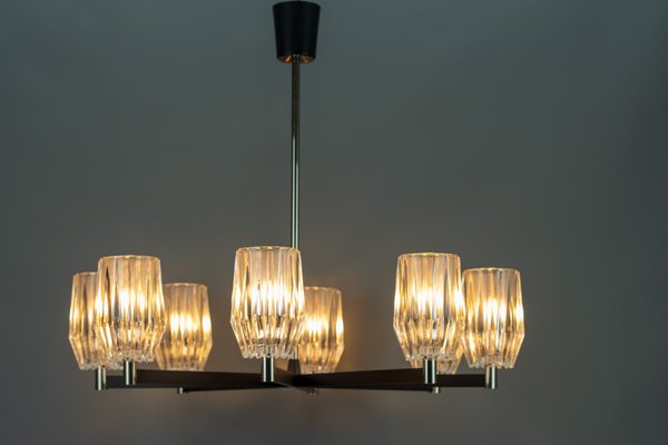 Eight-Light Chandelier in Metal, Chrome and Glass-KEG-1072574