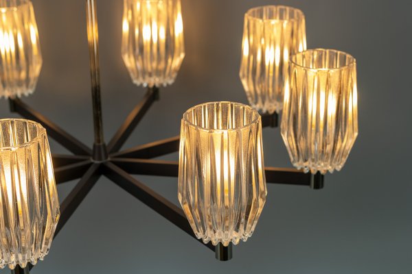 Eight-Light Chandelier in Metal, Chrome and Glass-KEG-1072574