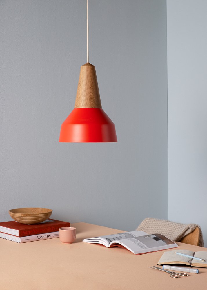 Eikon Basic Poppy Red Pendant Lamp in Ash from Schneid Studio