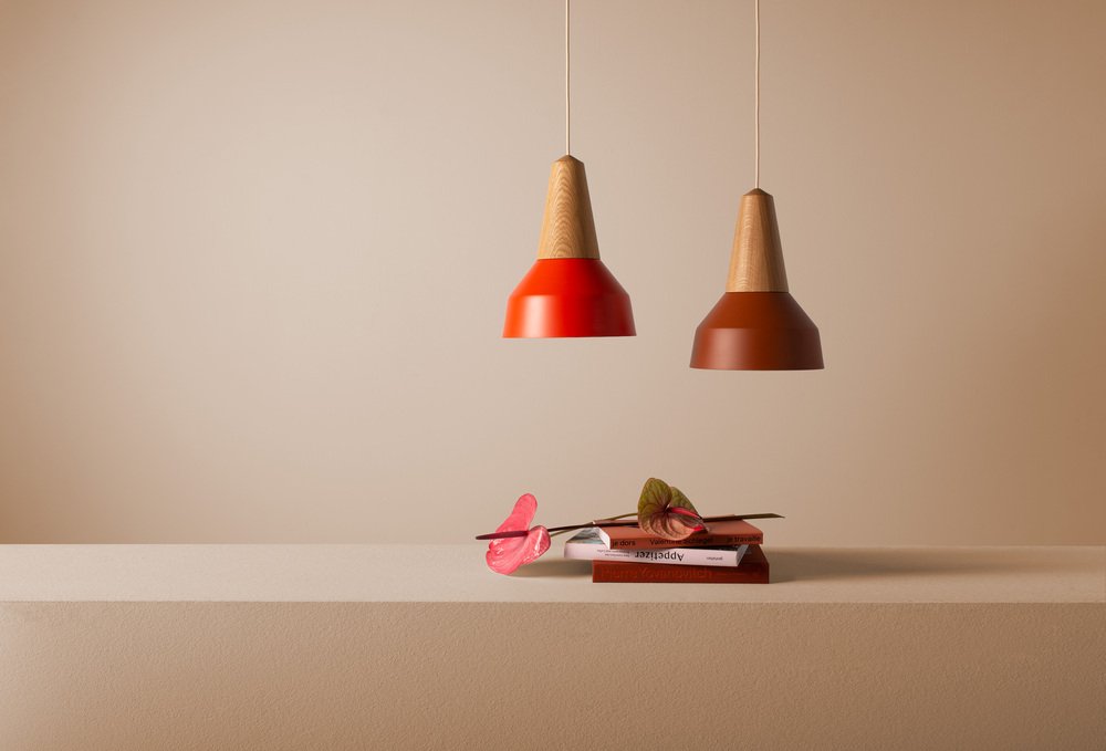 Eikon Basic Poppy Red Pendant Lamp in Ash from Schneid Studio