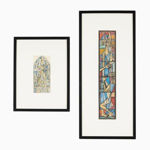 Einar Forseth, Church Window, Colored Sketches on Paper, Set of 2-GPP-1248851