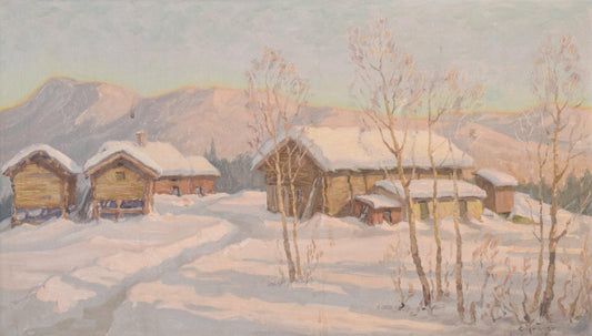 Einar Krüger, Post Impressionist Swedish Snowscape, Mid-20th Century, Oil on Board, Framed