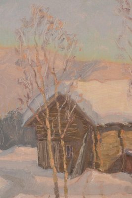 Einar Krüger, Post Impressionist Swedish Snowscape, Mid-20th Century, Oil on Board, Framed-AOI-1110903