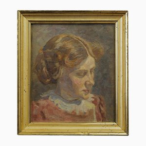 Einar Parslev, Portrait of a Young Woman, 1890s, Oil on Canvas-GCQ-2036519