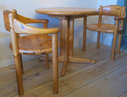 Elbow Chairs and Side Table in Patinated Pine by Rainer Daumiller for Hirtshals Sawmill, 1960s, Set of 3-ED-1770908